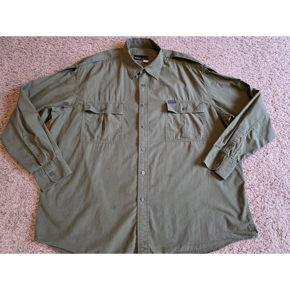 Rocawear Shirt Mens 3X-LARGE XXX‎ 100% Cotton Military Green Button